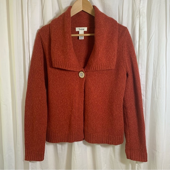 Cambridge‎ Dry Goods Wool Blend Shawl Collar Cardigan Brick Red Orange Size M - Picture 1 of 11